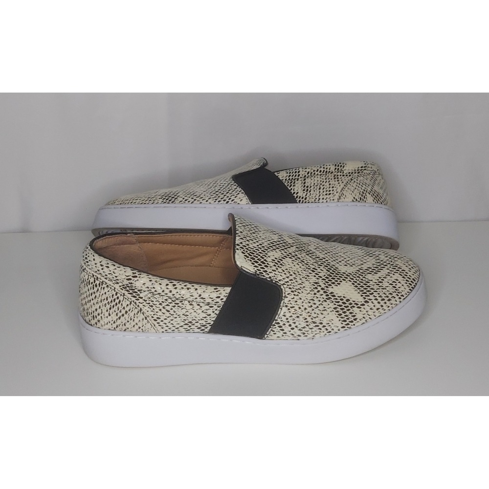 Vionic Womens Splendid Demetra White Black Leather Sneakers Slip-Ons Size 11